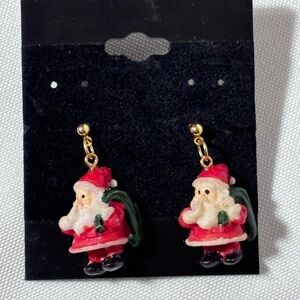 Vintage Small Santa Shushing Earrings